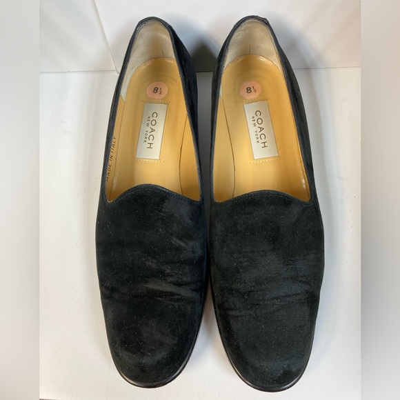 ⚡️ COACH Suede Leather Smoking Slip On Loafers Mules 8.5 - Picture 1 of 6